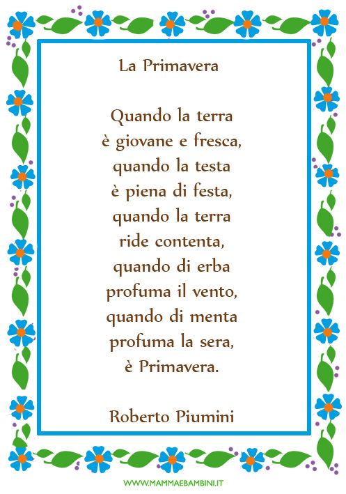 Poesia Trovata Su Mammaebambini | Filastrocche, Brevi Poesie, Istruzione