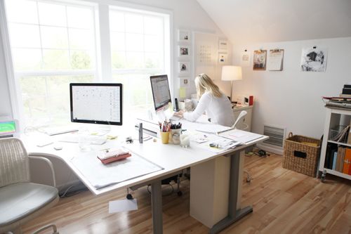 Around The Office Spring 2018 Update Home Layouts Design Layout Office Design, Home Office Two Desks Ideas