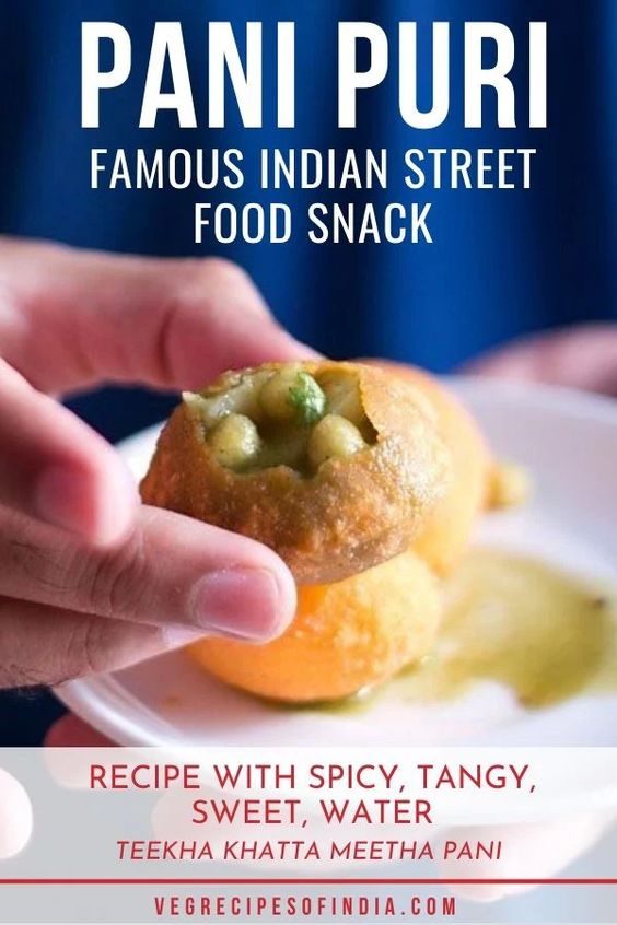 Have you ever had something you just couldn\'t stop eating? This is one of those things from Indian cuisine, pani puri. This recipe of Pani Puri is an amazing street food snack from Mumbai made with a fried shell filled with potatoes and sprouts for a savory version or a sweet chutney for a sweet version. #panipuri #streetfood #Indianfood #sweetandsavory #dessert #snacks