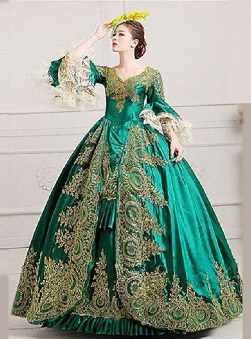 Vintage Women Renaissance Marie Antoinette Rococo Baroque Cosplay Costume Dress