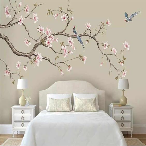beibehang Custom photo wallpaper large mural wall stickers European magnolia hand painted flowers and birds backdrop wall|photo wallpaper|large mural|custom photo wallpaper - AliExpress