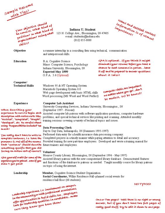 Graduate Student Resume Example - example of one page resume Graduate Student Resume Example - example of one page resume