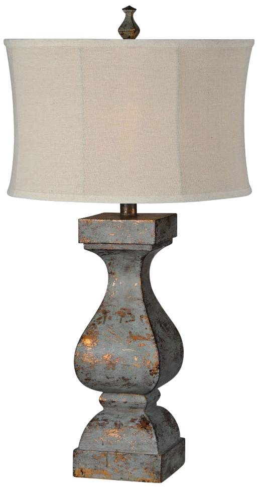 Eloise Blue Distressed With Copper Highlights Table Lamp Tablelamp Tablelamps Tablelampideas Tab Rustic Lamps Farmhouse Bronze Rustic Table Lamps, Cooper Ridge Lamps