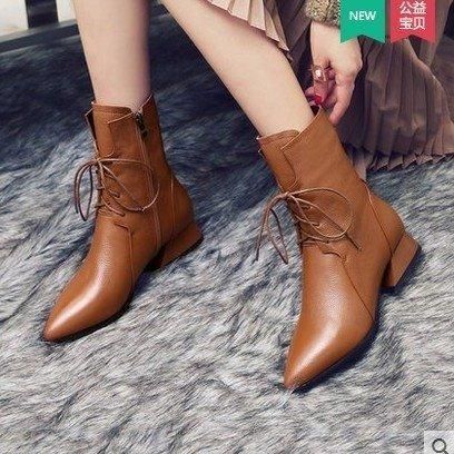 Winter Lace Up Leather Women High Heels Square Toe Ankle Boots – Putshy