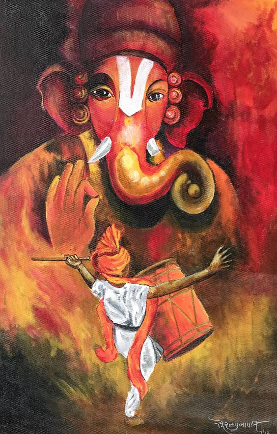 GANESHA FESTIVAL Painting by Suraj Prajapati | Saatchi Art