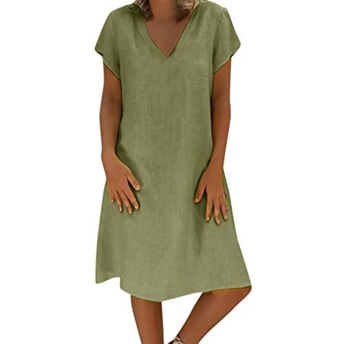 Aini Mujer Verano De Playa Vestido De Lino De Verano Vestido Mujer Mujer Camiseta Algodón Casual Talla Vestidos De Mujer Vestidos Para Señoras Vestidos De Lino