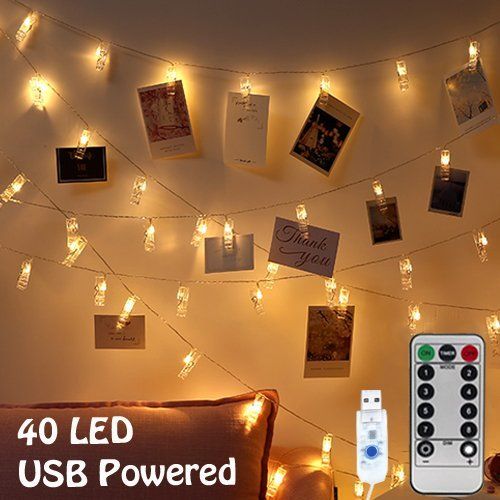 40 LED Photo Clips String Lights Weeding Birthday Party Gift For Hanging Picture