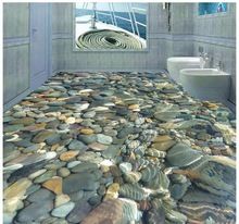 3d photo wallpaper custom mural pvc wallpaper Clear water cobble floor tile 3D bathroom floor painting(China (Mainland))