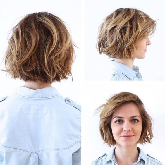 I don't like this. . The hair all ending at the same length looks like puppy dog ears on me. Wavy Messy Bob With Blonde Highlights