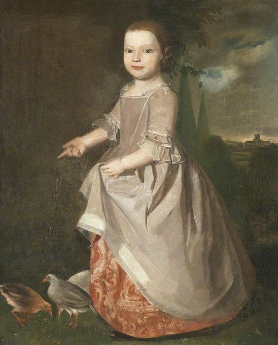 "Portrait of a Young Girl of the Machell Family of Aynsome Manor, Cartmel, Feeding Poultry", Christopher Steele, ca. 1760; Lakeland Arts Trust LAT:2011.0002