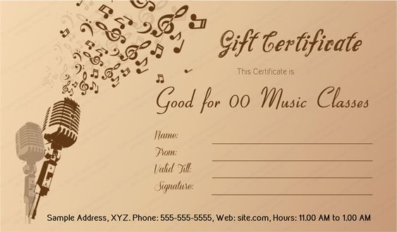 music certificate template