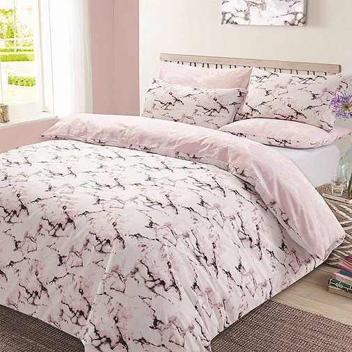 Tesco Direct Marble Edge Duvet Cover Bedding Set Grey Double