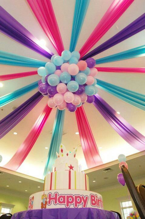 Decora El Techo Del Salón De Fiestas Paso A Paso Para Decorar Una Sala De F Balloon Decorations Party Birthday Party Decorations Diy Girl Birthday Decorations