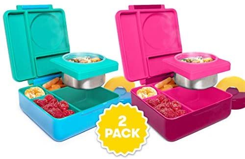 OmieBox Bento Lunch Box Pink Insulated Thermos Leak Proof