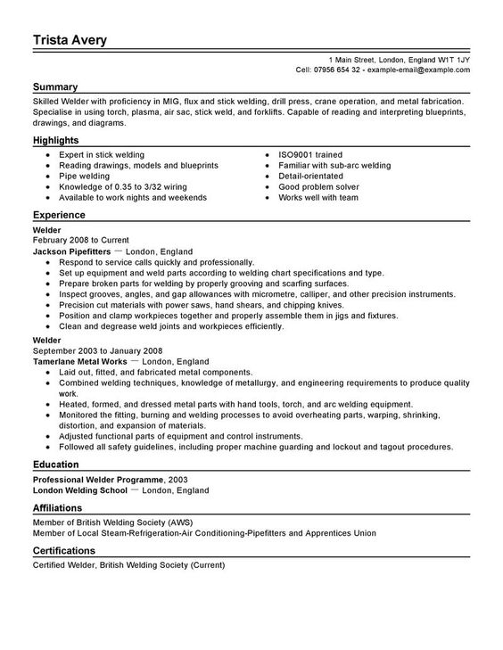 Welder Resume Example Construction Sample Resumes LiveCareer - biology major resume Welder Resume Example Construction Sample Resumes LiveCareer - biology major resume