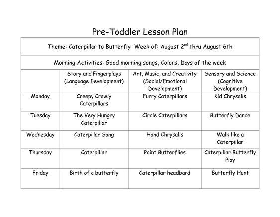 infant toddlers lesson plan