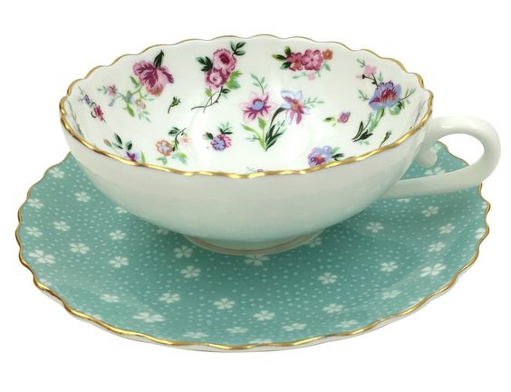 Amazon.com | Jsaron Vintage Blue Flower Tea Coffee Cup with Spoon and Saucer Set Coffee Mug: Tea Sets