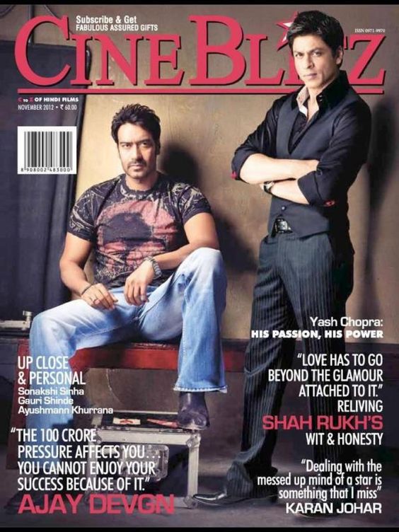SRK and Ajay Devgan - Cine Blitz magazine cover November 2012