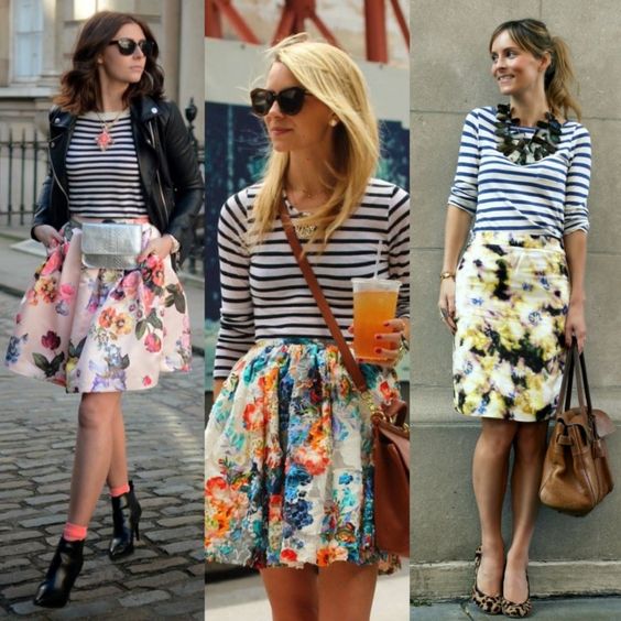 Maneiras de combinar estampas de flores e listras num mesmo look