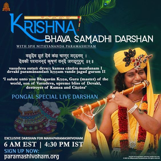 Special Bhava Samadhi Darshan of Bhagavan Sri Krishan with SPH Nithyannada Paramashivam on the special occasion of Kailasa\'s Pongal Celebrations. To join the Darshan, fill in your intention for MahaParamashivoham Now: https://events.kailaasa.org/mahaparamashivoham/registration/