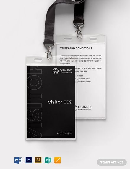 Visitor Badge Id Card Template Word Doc Psd Apple Mac Pages Illustrator Publisher Visitor Badges Id Card Template Card Template