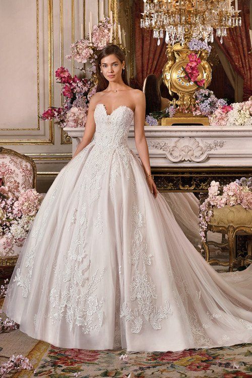 Lovely Romana Womens A-line Strapless Beaded Bridal Gown Lace Appliqued Wedding Dress for Brides Lovely Romana Womens A-line Strapless Beaded Bridal Gown Lace Appliqued Wedding Dress for Brides