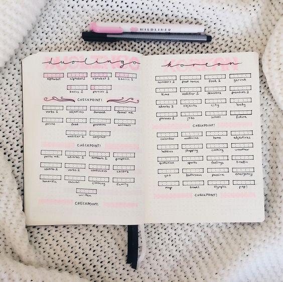 My duolingo Korean tracker 🌸 : bulletjournal