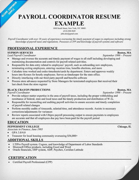 coordinator resume examples
