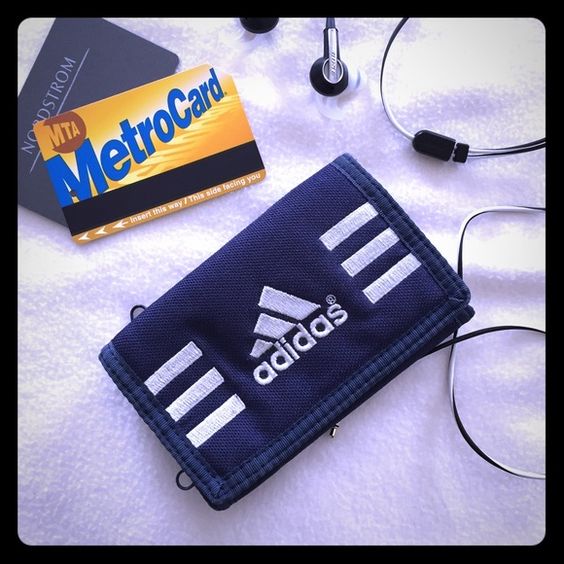 Authentic Adidas Trifold Sport Wallet Sport Wallet Red Stain Nice Leather