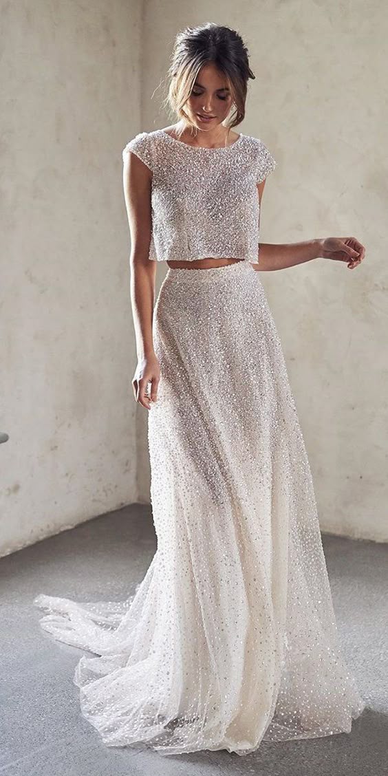 10 Wedding Dress Designers You Want To Know About ❤ wedding dress designers with cap sleeves sequins detached skirt annacampbellbridal #weddingforward #wedding #bride