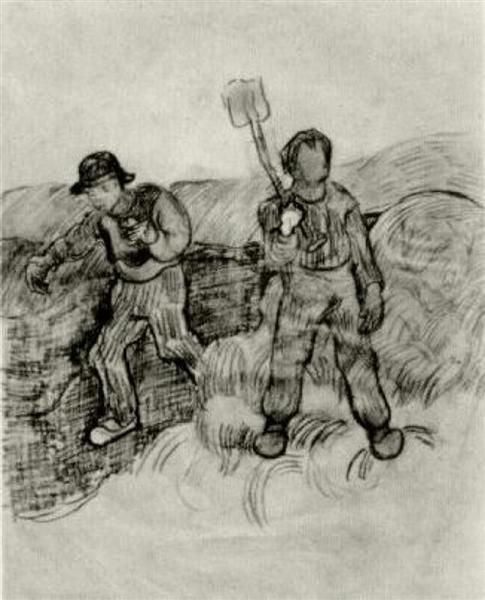 A Sower And A Man With A Spade 1890 Vincent Van Gogh Artist Van Gogh Vincent Van Gogh Van Gogh