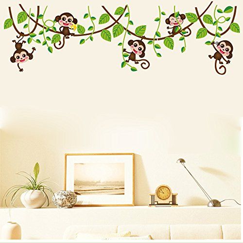 Tree Wall Decal Wall Sticker Monkeys On Tree By Designeddesigner 120 00 Nursery Wall Decals Monkey Wall Decals Vinyl Wall Decals Nursery