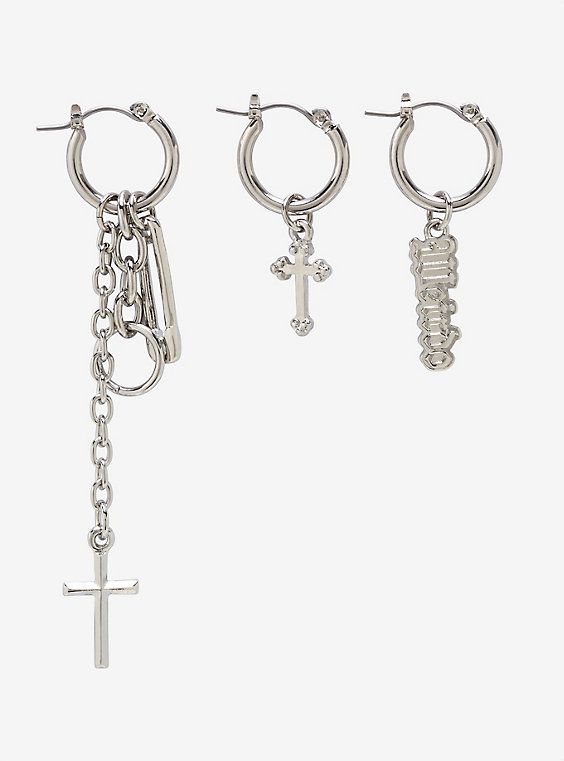 Gothic Punk Rock Black Long Chain Cross Zipper Impaler Drop Earring In 2021 Emo Jewelry Grunge Jewelry Edgy Jewelry