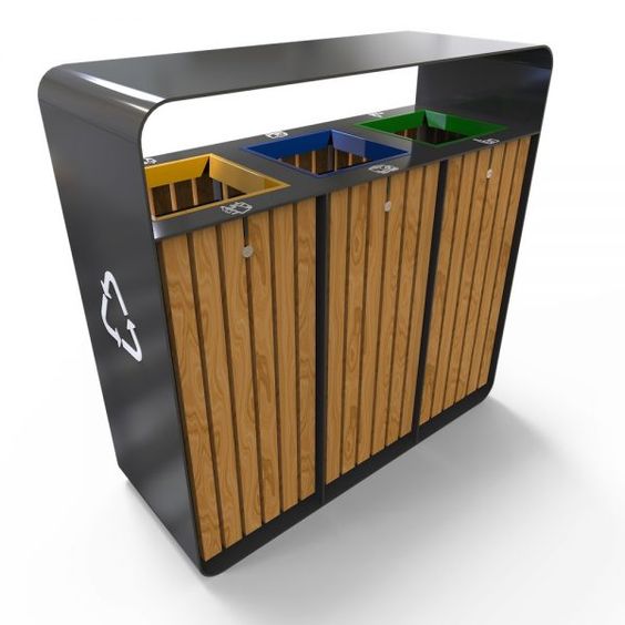 HANKO Poubelle pour extérieur de tri sélectif 3 compartiments 150L