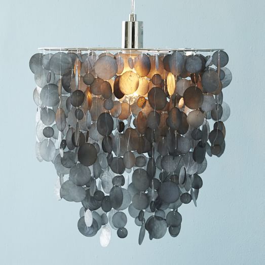 Gray Capiz Contemporary Chandelier Pendant Light Fixtures Modern Contemporary Chandelier Pendant Light, West Elm Capiz Chandelier Gray