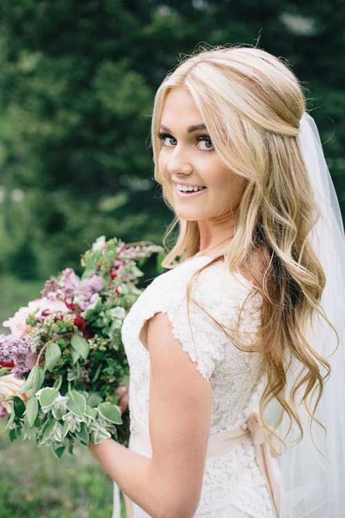 25 Elegant Half Updo Wedding Hairstyles: #4. Bridal Hair Half Up Half Down
