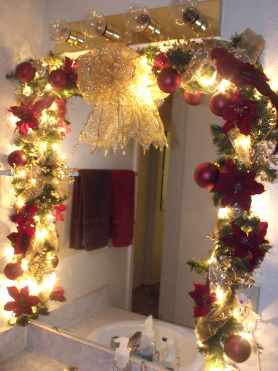 Changing Seasons Easy Winter Holiday Bathroom Decor Garlands Changing Seasons Easy Winter Holiday Bathroom Decor Garlands Poinsettia And Xmas Holidays