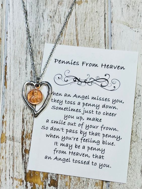 Tarnish free Stainless Steel memorial necklace ~ Miniature tiny penny * 18 inch chain Comes with poem card