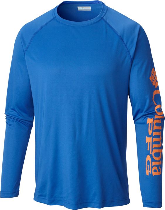 Mens Columbia PFG Terminal Tackle Triangle Flag Long Sleeve Fishing Shirt Beet