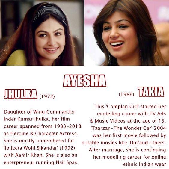 NAMESAKE (20) - AYESHA Jhulka & AYESHA Takia - (The name AYESHA originated from Arabic and means, Cute, Adorable, Funny, Crazy etc.)