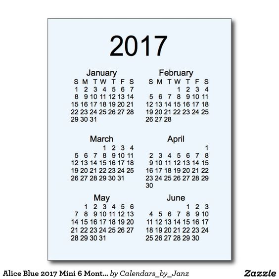 calendar 6 month