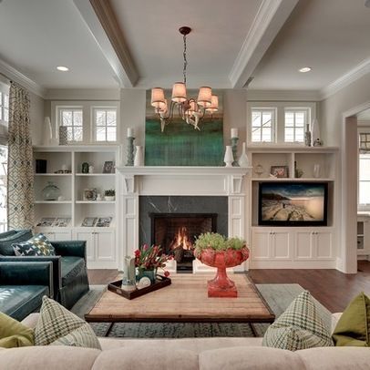 Image Result For Living Room With Fireplace And Tv Living Room Furniture Layout Built In Around Fireplace Family Room Design