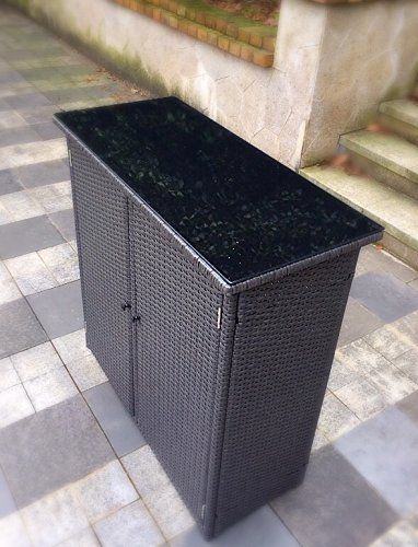 Com Outdoor Wicker And Rust Proof Aluminum Serving Bar Buffet Table Unit Black Patio Lawn Garden Resin Bar Buffet Table Unit Black Patio, Outdoor Wicker Buffet Table