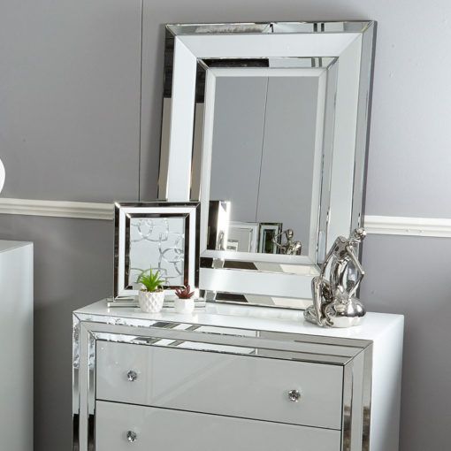 Madison White Glass 7 Drawer Mirrored Dressing Table Picture Perfect Home Mirror Wall Art Silver Madison White Glass 7 Drawer Mirrored, Rectangular Vanity Stand Mirror