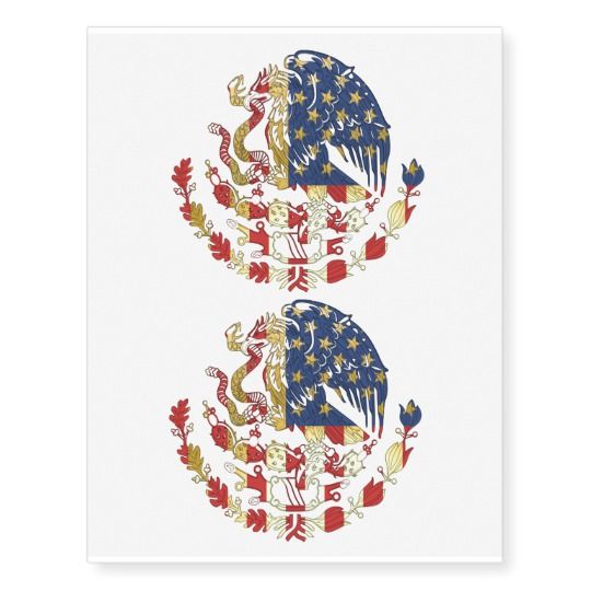 Us Mexico Coat Of Arms Temporary Tattoos Zazzle Com In 2021 Arm Temporary Tattoos Mexican Flag Tattoos American Flag Tattoo