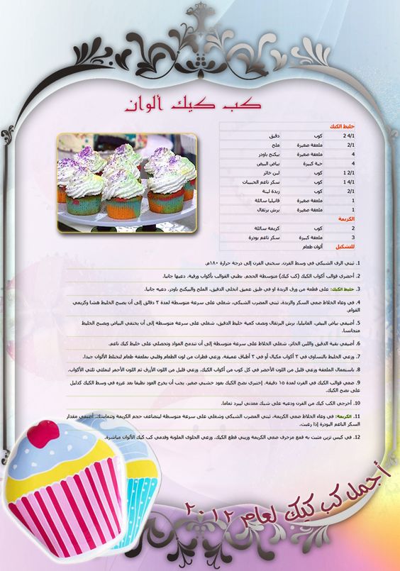 إليكي أحدي وصفات كب كيك منال العالم وفي انتظار تطبيقك بفكرة تزيين جديدة ومتميزة لتكوني احدي الرابحات بالمسابقة Food Bullet Journal