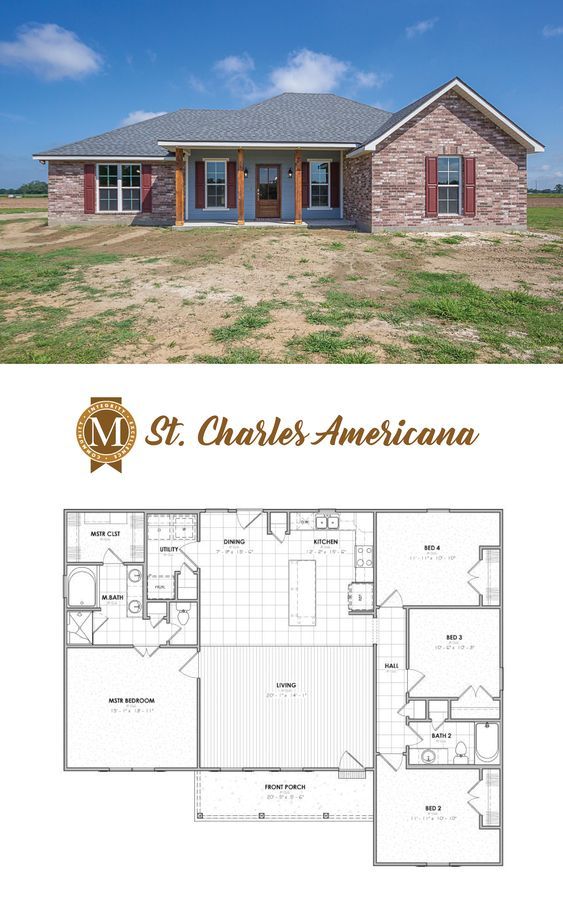 Plan St Charles Elevation Americana Living Square Feet 1764 Bedrooms 4 Bathrooms 2 Lake Charl House Plans Farmhouse New Dream House Plans Farmhouse, House Plans Baton Rouge
