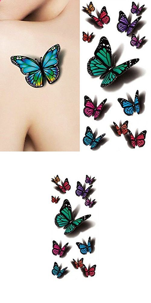 Fl... Fun Stickers Temporary Tattoo Kids Party Bag Fillers 6 Sheets Butterflies