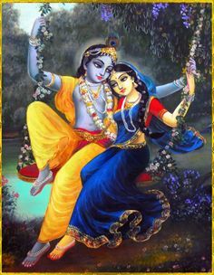Radha and Krishna. Krishna, the Christ of India revered as incarnation of the supreme personality of God, who inspired divine love with the beautiful melodies from his flute