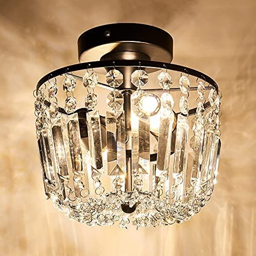Com Yyjlx Small Crystal Chandelier 2 Lights Modern Semi Flush Mount Ceiling L In 2022 Flush Mount Ceiling Lights, Small Crystal Chandelier Flush Mount